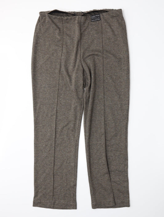 BM Womens Brown Herringbone  Trousers  Size 14 L27 in