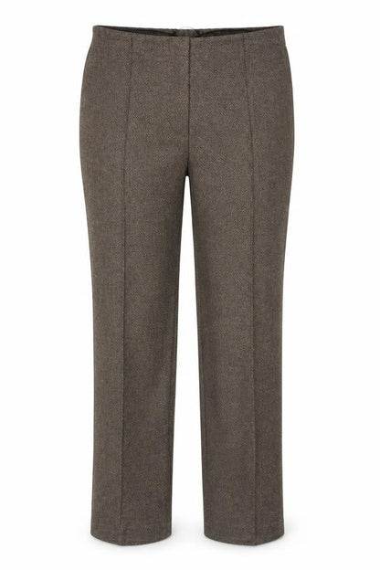 Bonmarché Womens Brown Herringbone Trousers Size 14 L27 in