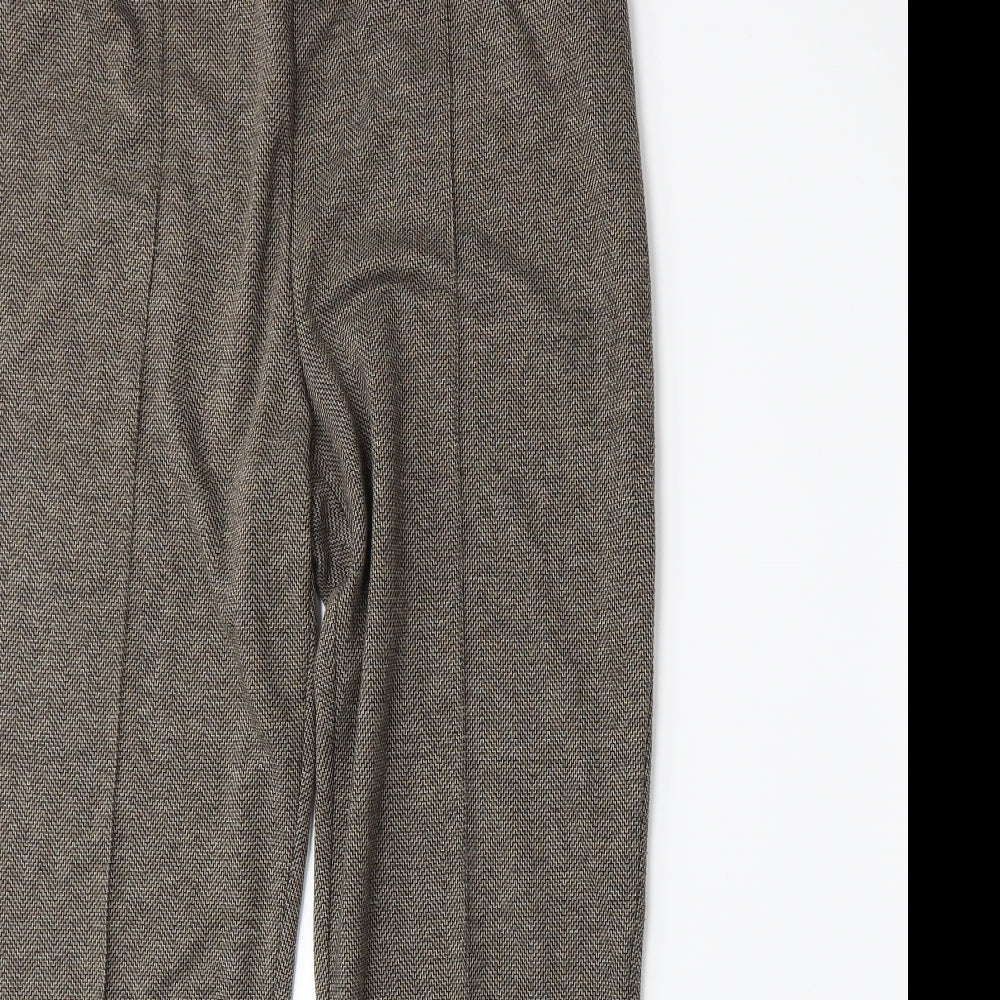 BM Womens Brown Herringbone  Trousers  Size 14 L27 in