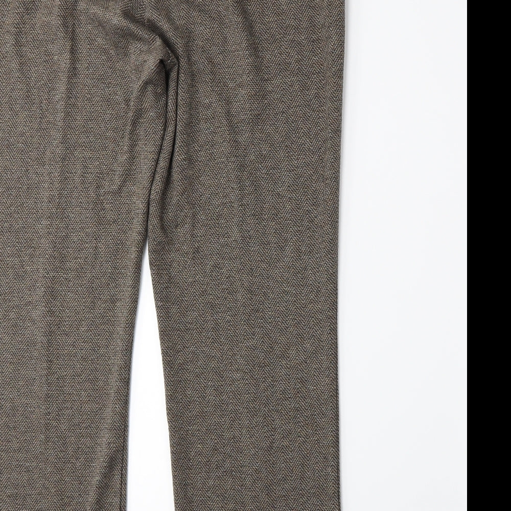 BM Womens Brown Herringbone  Trousers  Size 14 L27 in
