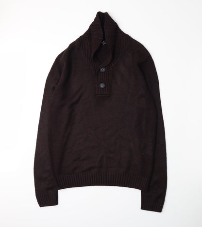 George Mens Red  Knit Henley Jumper Size S