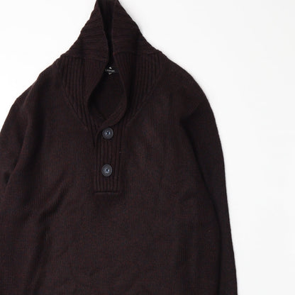 George Mens Red  Knit Henley Jumper Size S