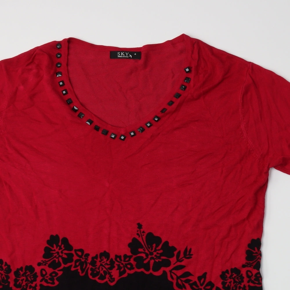 Womens UK Size 8 Sky Designs Pink Basic T-Shirt