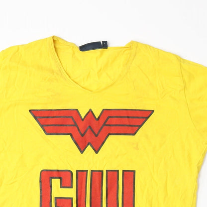 Womens UK Size L Hanes Yellow Basic T-Shirt