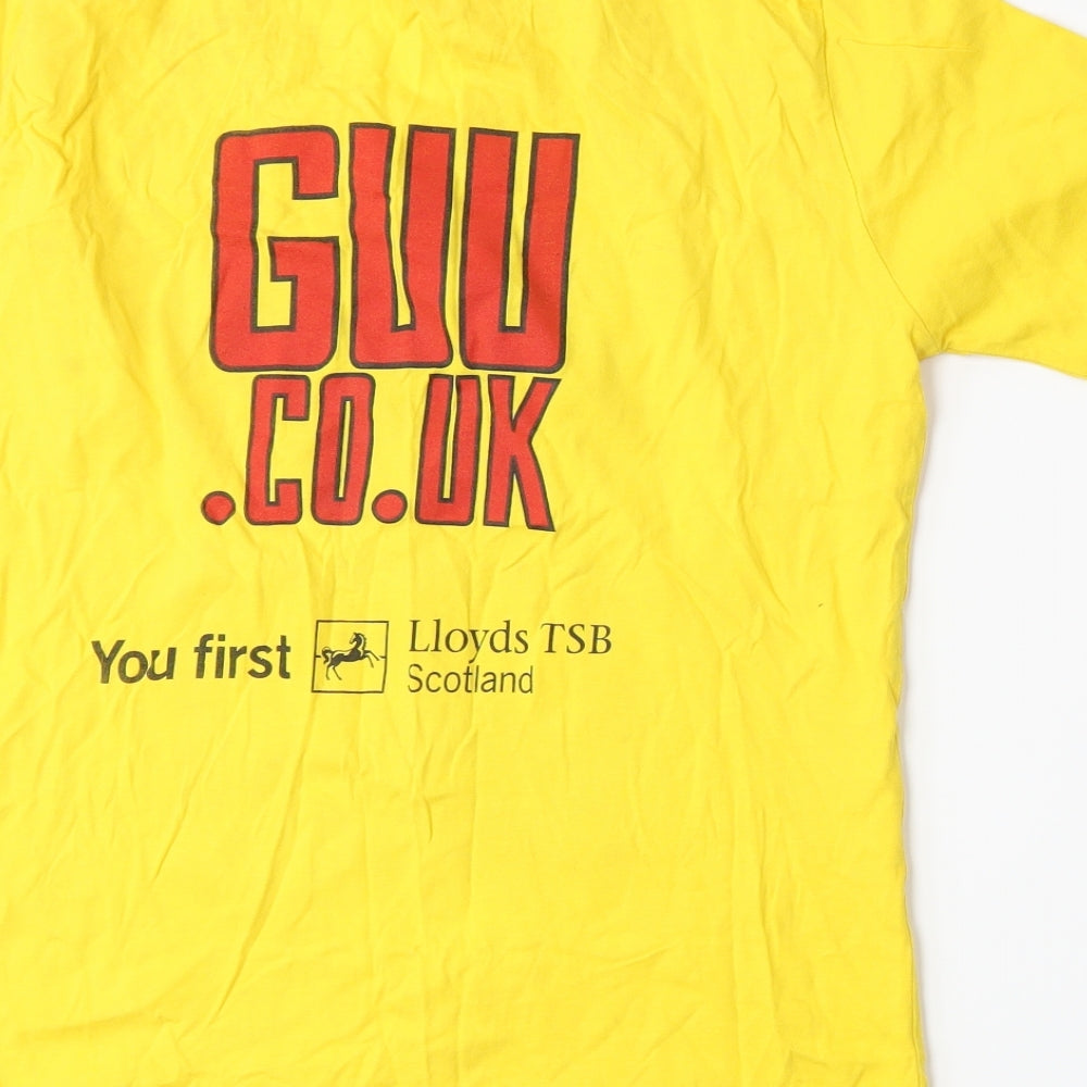Womens UK Size L Hanes Yellow Basic T-Shirt