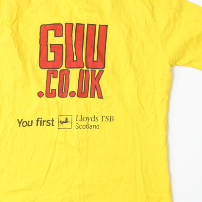 Womens UK Size L Hanes Yellow Basic T-Shirt