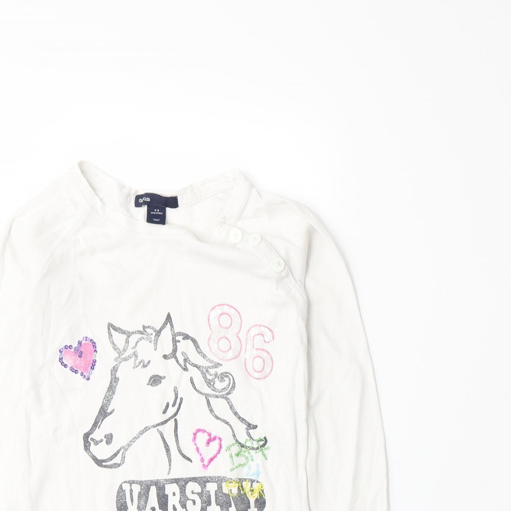 Gap Girls White   Basic T-Shirt Size 8-9 Years
