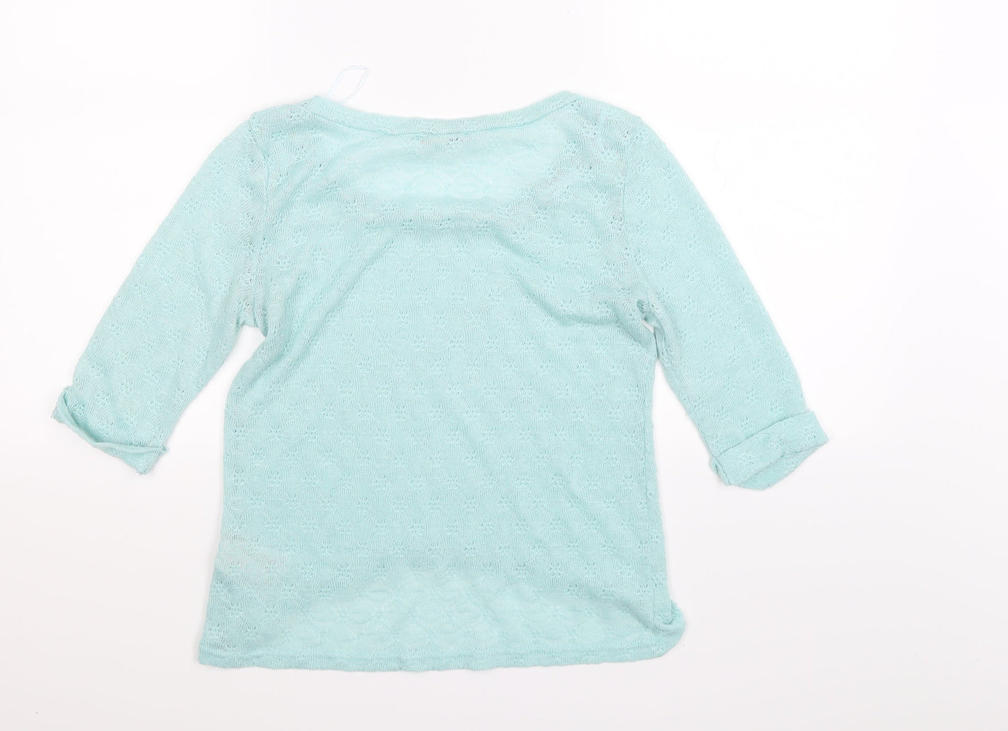 New Look Womens Green Floral Knit Pullover Jumper Size S