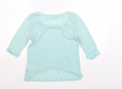 New Look Womens Green Floral Knit Pullover Jumper Size S