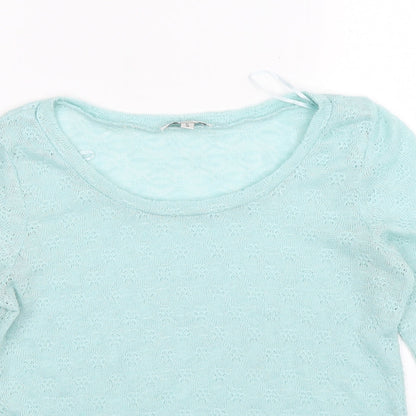 New Look Womens Green Floral Knit Pullover Jumper Size S