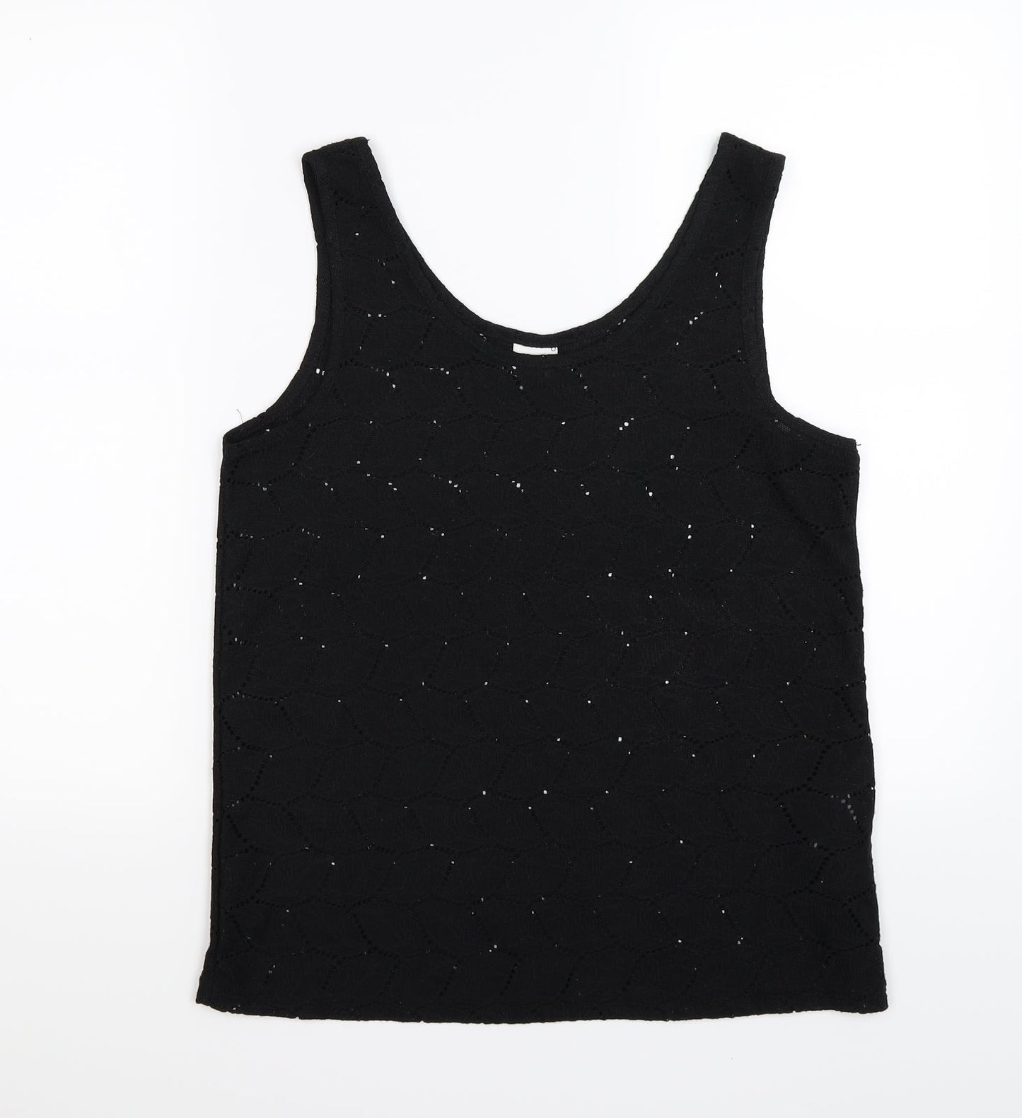 Jaqueline deYong Womens Black Floral Knit Basic Tank Size M