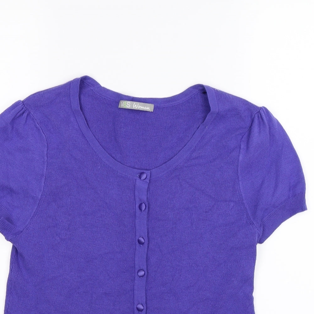 Marks and Spencer Womens Purple  Knit Cardigan Jumper Size 16