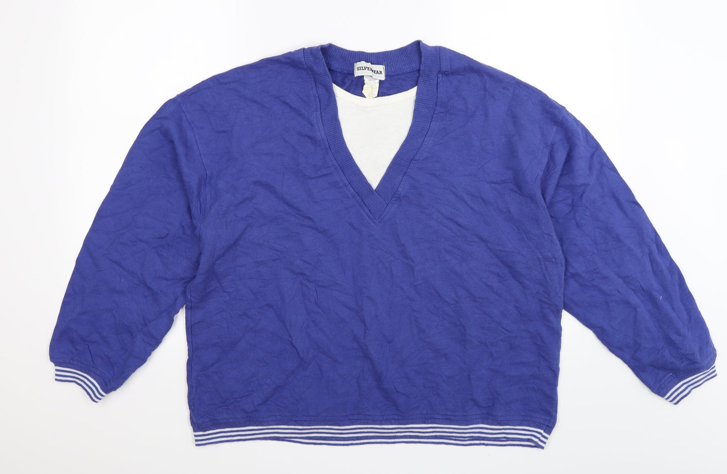 SILVERWEAR Mens Purple Striped Jersey Pullover Jumper Size M