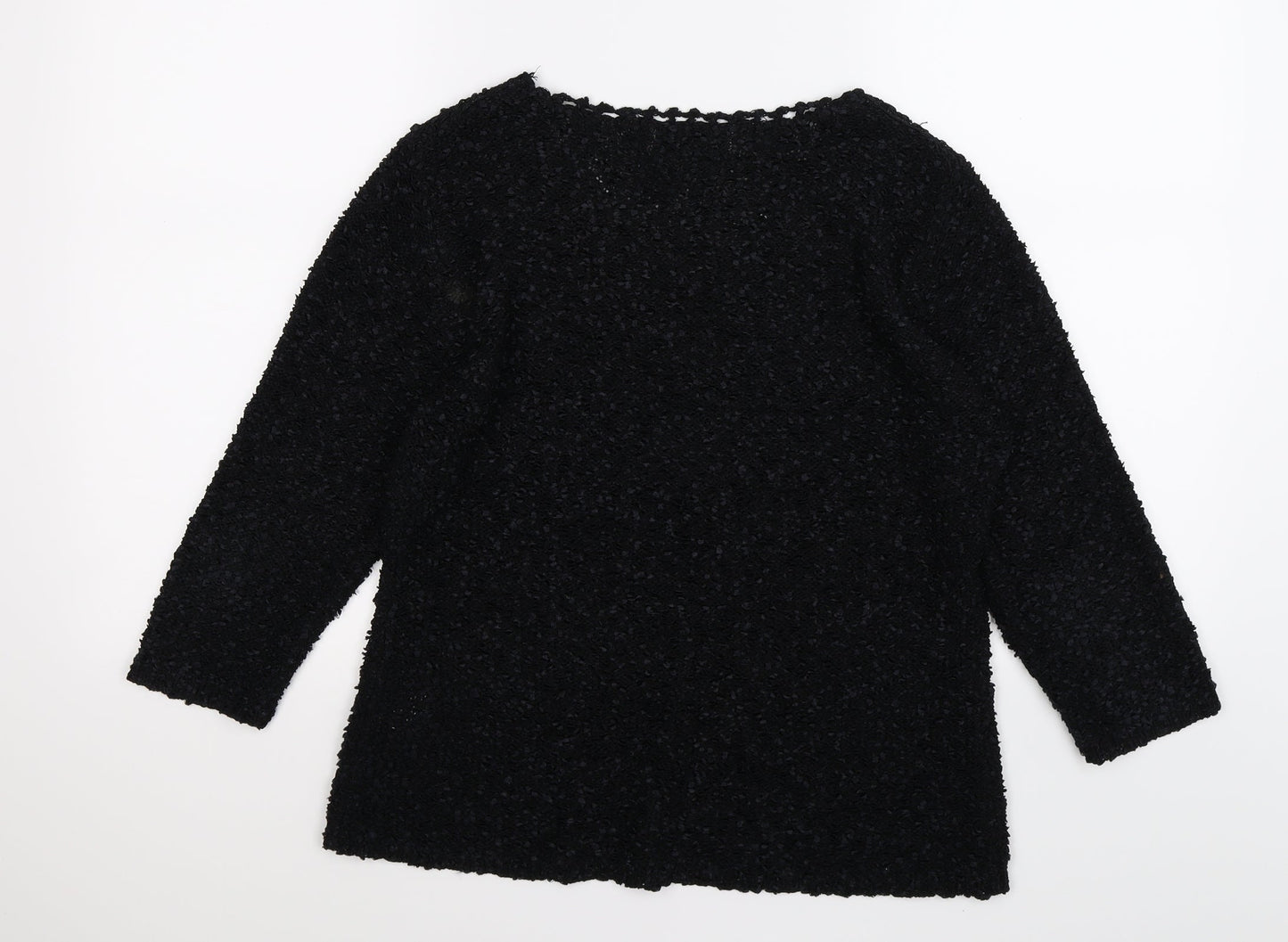 elizabeth scott Womens Black Floral Knit Pullover Jumper Size S