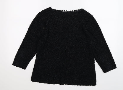 elizabeth scott Womens Black Floral Knit Pullover Jumper Size S