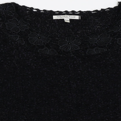 elizabeth scott Womens Black Floral Knit Pullover Jumper Size S
