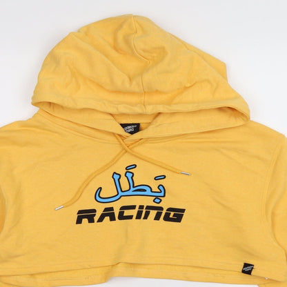 Illustrated People Womens Yellow  Jersey Pullover Hoodie Size M  - racing. cropped