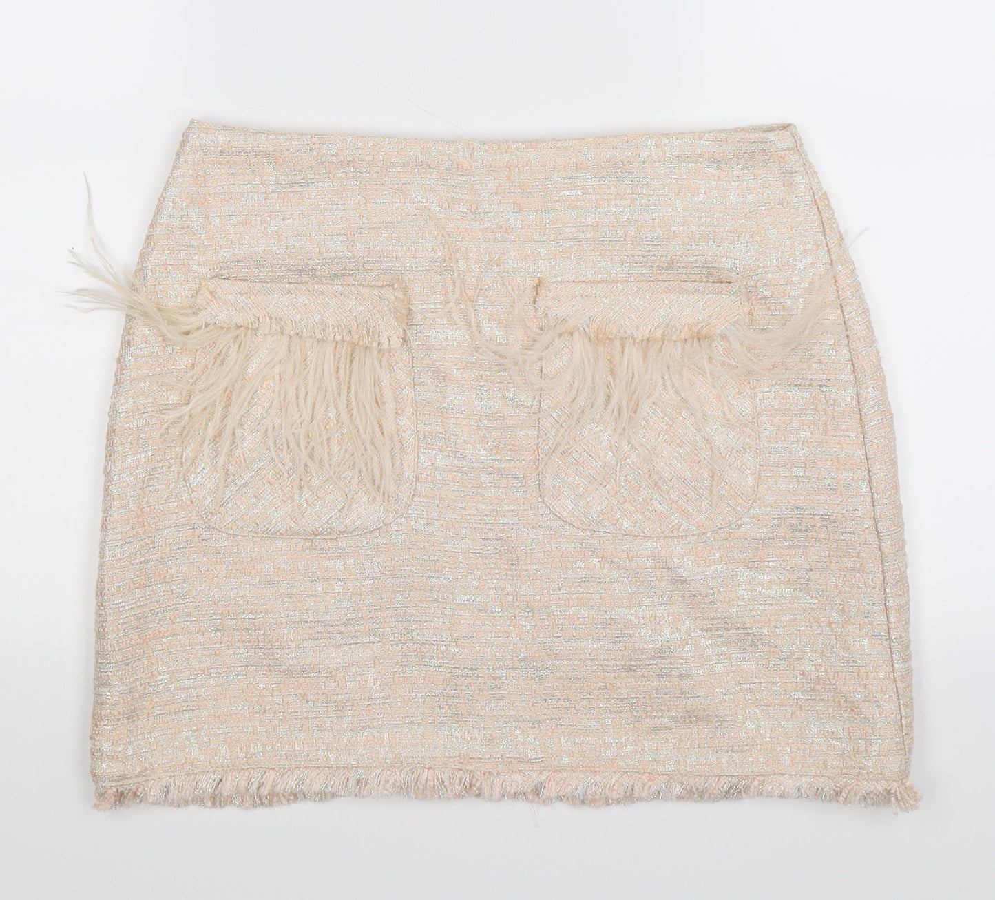 H&M Womens Ivory  Knit Straight & Pencil Skirt Size M  - feather pockets