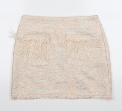 H&M Womens Ivory  Knit Straight & Pencil Skirt Size M  - feather pockets