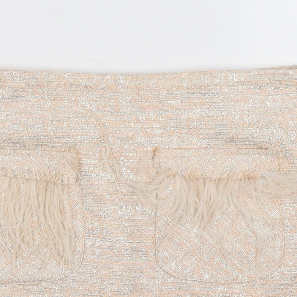 H&M Womens Ivory  Knit Straight & Pencil Skirt Size M  - feather pockets