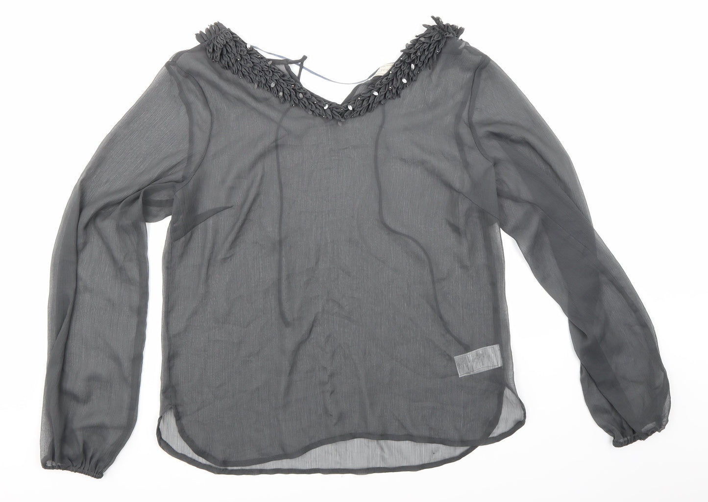 Womens UK Size 40 Cream Grey Tunic Blouse