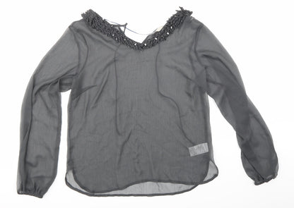 Womens UK Size 40 Cream Grey Tunic Blouse