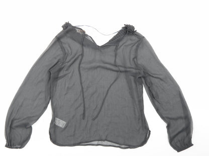Womens UK Size 40 Cream Grey Tunic Blouse