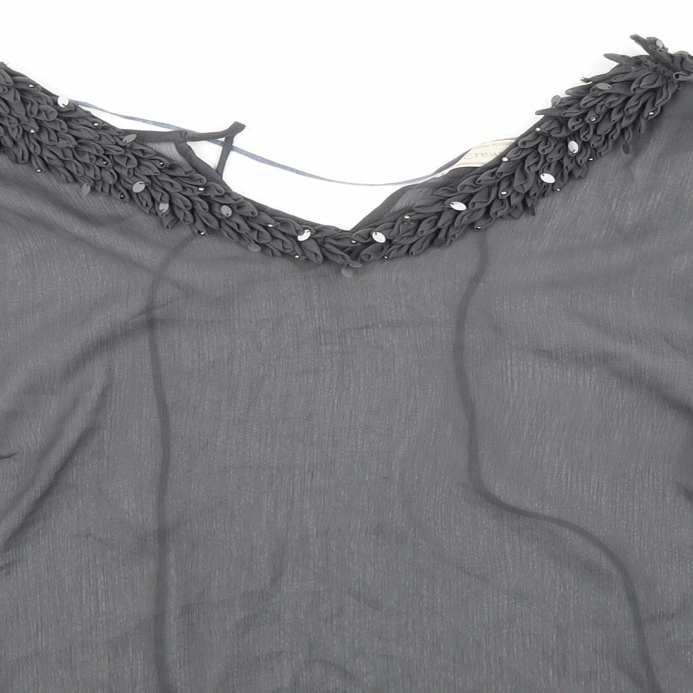 Womens UK Size 40 Cream Grey Tunic Blouse