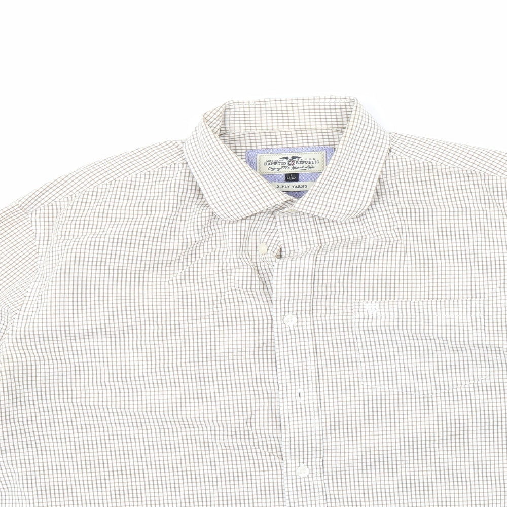 Mens UK Size L Hampton Republic Brown  Button-Up Long Sleeve Casual Shirt