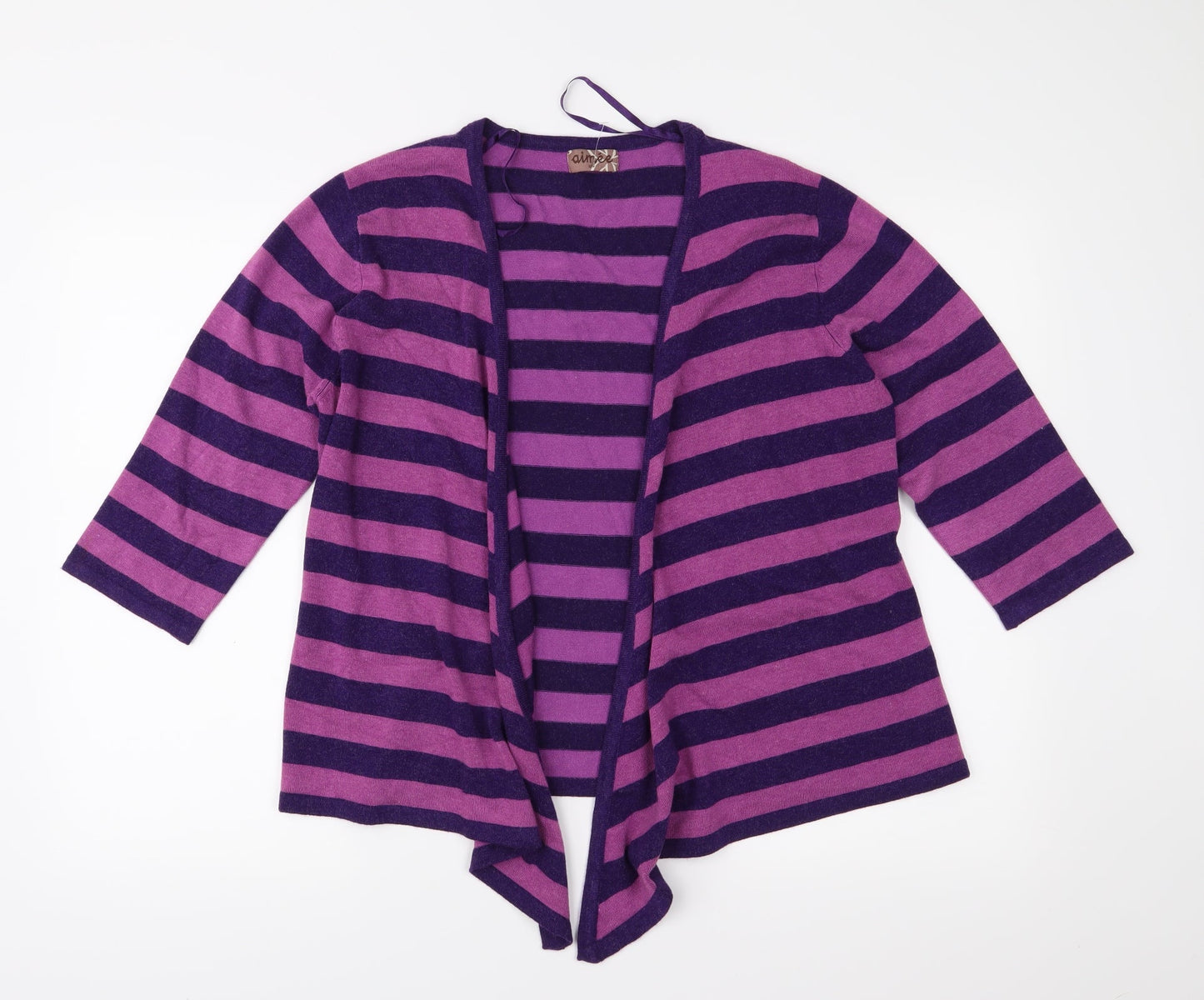 Atelier Aimée Womens Purple Striped Knit Cardigan Jumper Size S