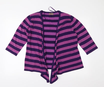 Atelier Aimée Womens Purple Striped Knit Cardigan Jumper Size S