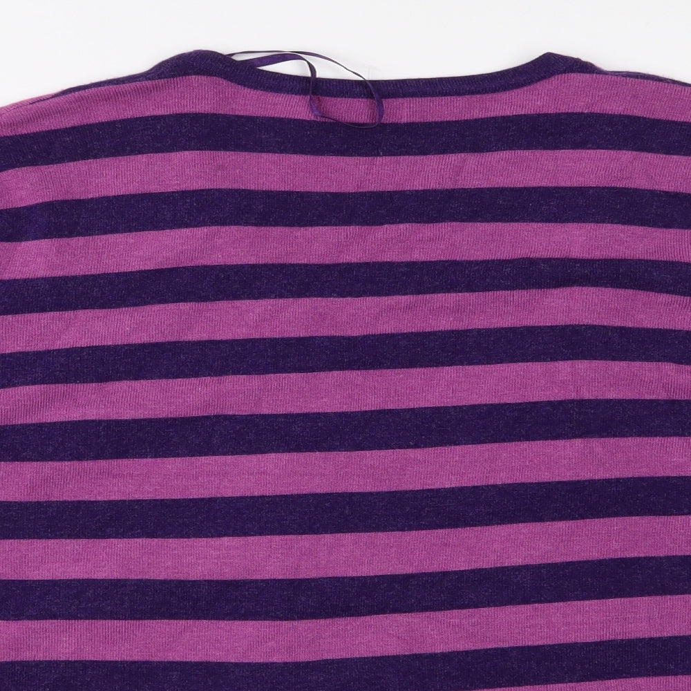 Atelier Aimée Womens Purple Striped Knit Cardigan Jumper Size S