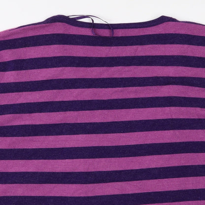 Atelier Aimée Womens Purple Striped Knit Cardigan Jumper Size S