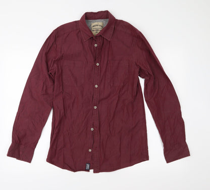 Mens UK Size S Twisted Soul Red  Button-Up Long Sleeve Casual Shirt