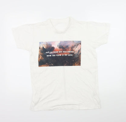 SOL'S Mens White  Jersey  T-Shirt Size S  - Slogan Volcano