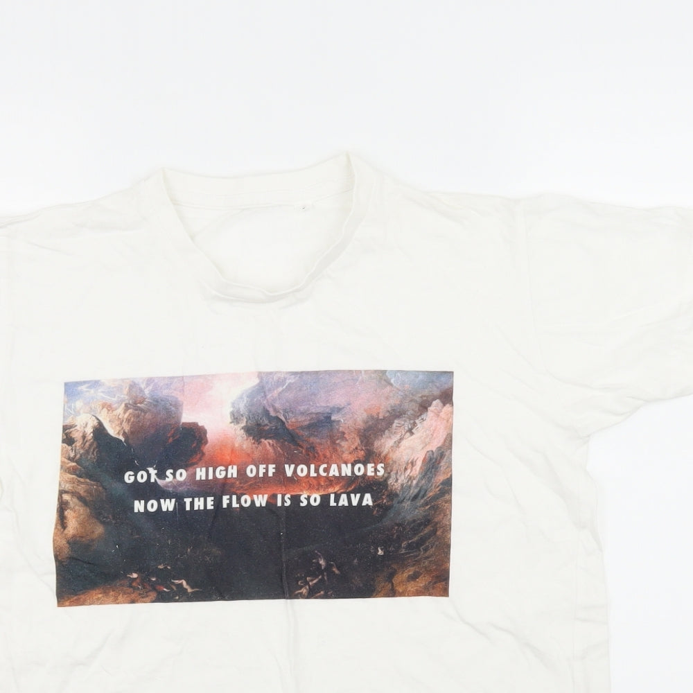 SOL'S Mens White  Jersey  T-Shirt Size S  - Slogan Volcano