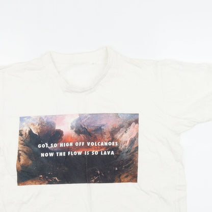 SOL'S Mens White  Jersey  T-Shirt Size S  - Slogan Volcano