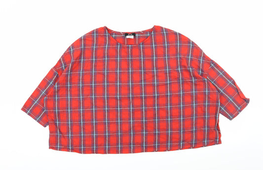 BDG Womens Red Plaid  Basic Blouse Size S