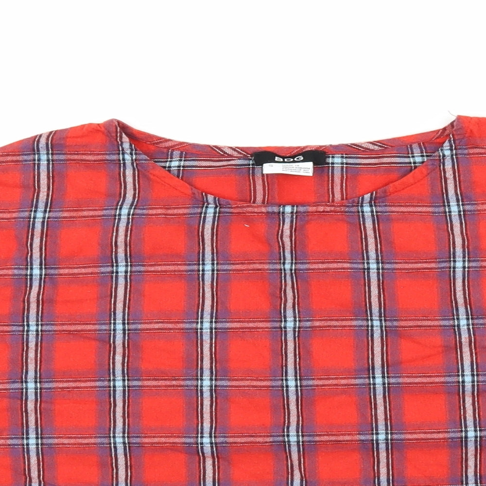 BDG Womens Red Plaid  Basic Blouse Size S
