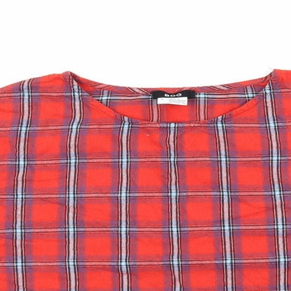 BDG Womens Red Plaid  Basic Blouse Size S