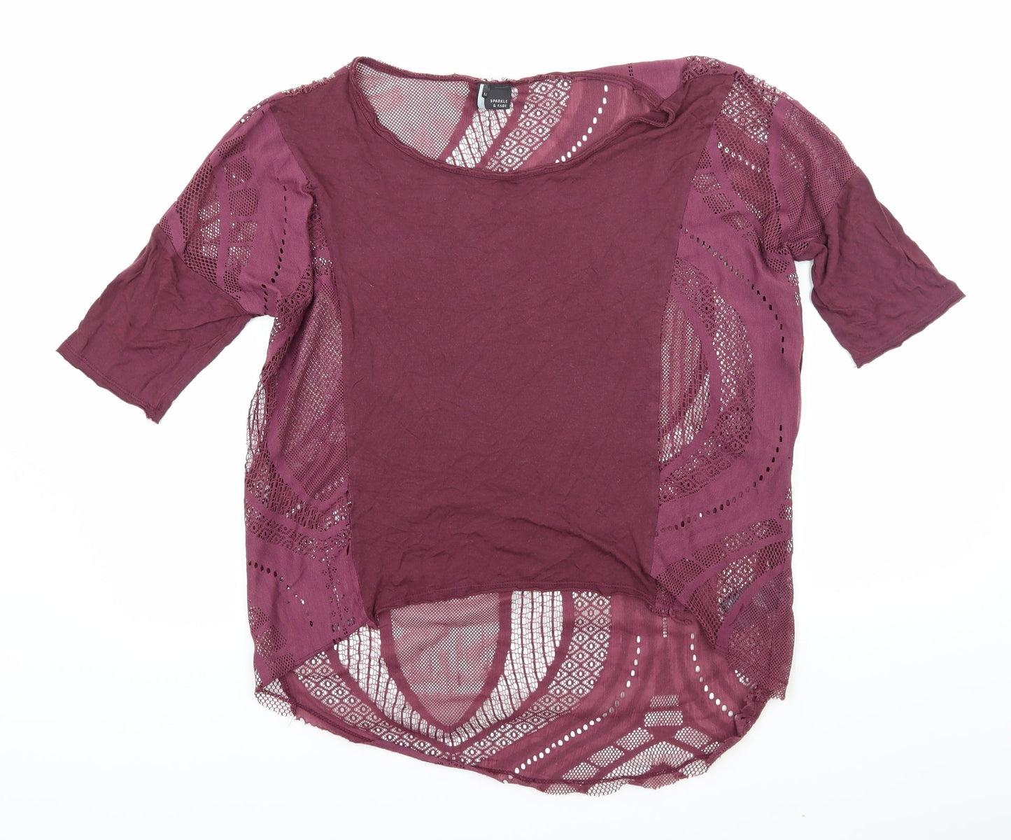 Womens UK Size M Sparkle & Fade Purple Basic T-Shirt
