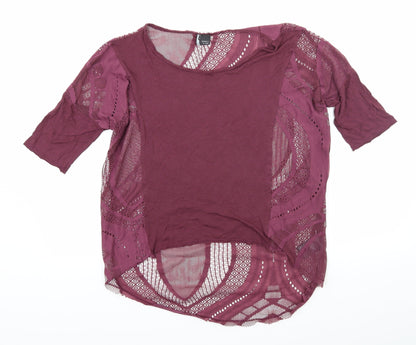 Womens UK Size M Sparkle & Fade Purple Basic T-Shirt