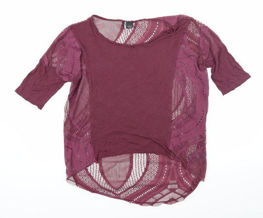 Womens UK Size M Sparkle & Fade Purple Basic T-Shirt