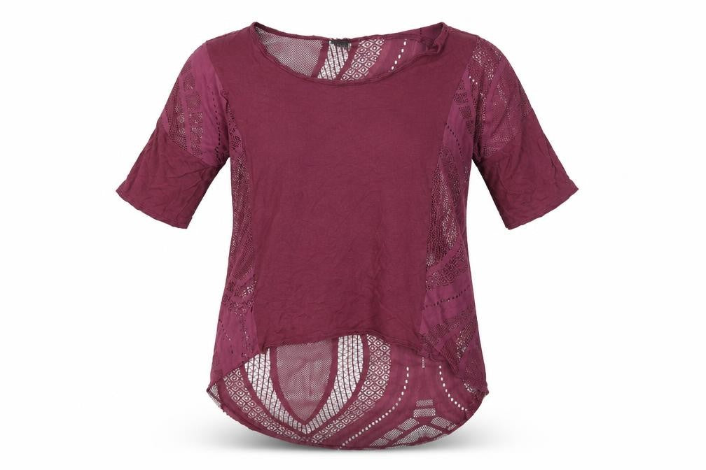Womens UK Size M Sparkle & Fade Purple Basic T-Shirt