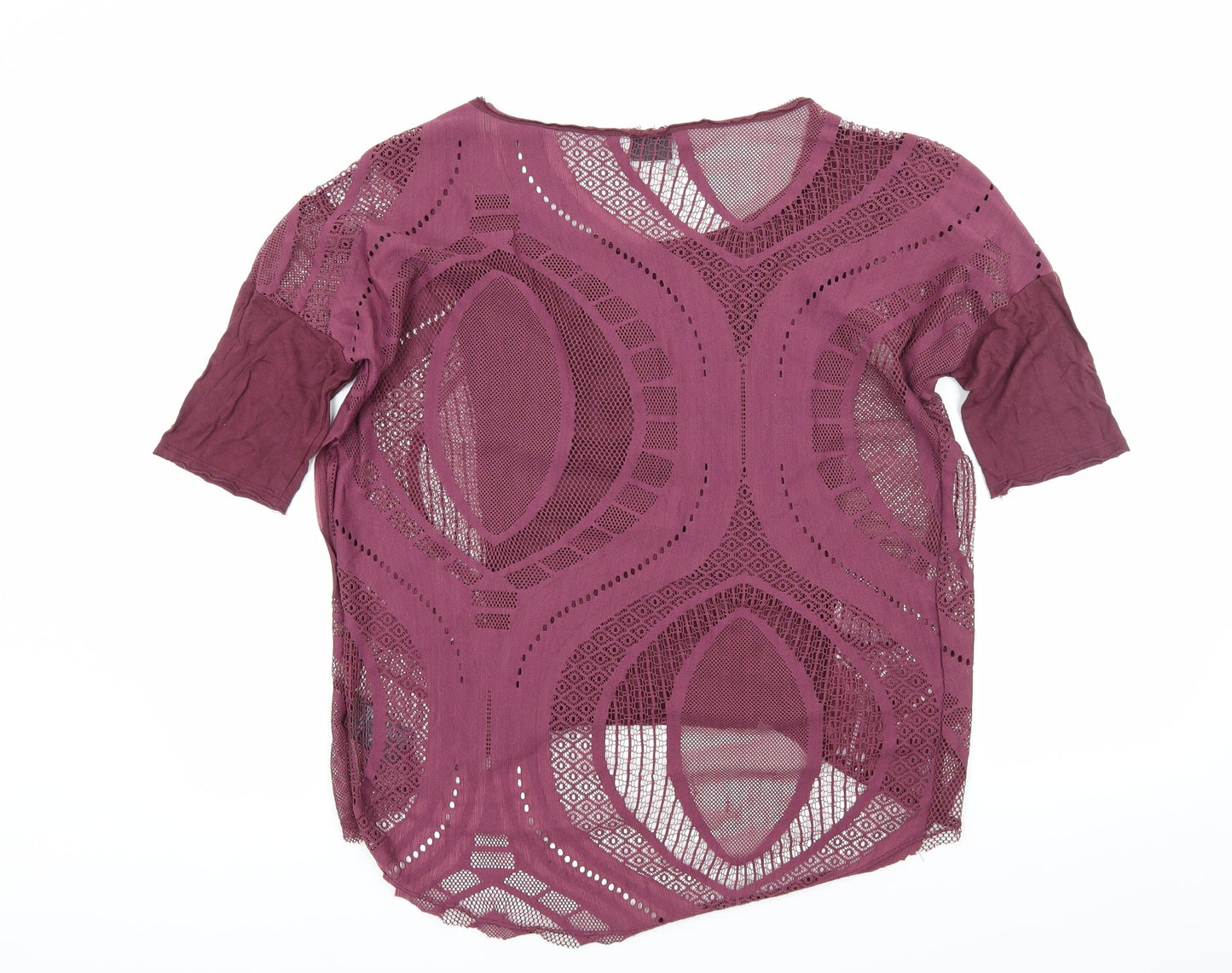 Womens UK Size M Sparkle & Fade Purple Basic T-Shirt