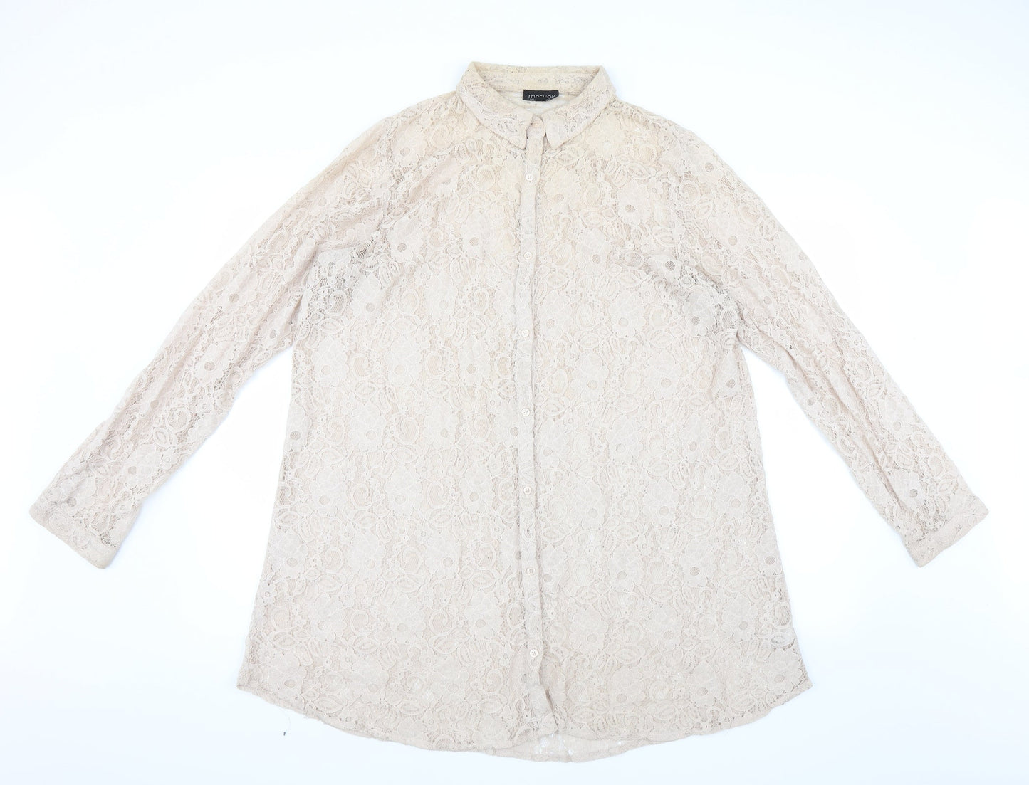 Womens UK Size 16 Topshop Beige Basic Blouse