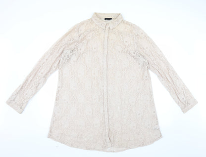 Womens UK Size 16 Topshop Beige Basic Blouse