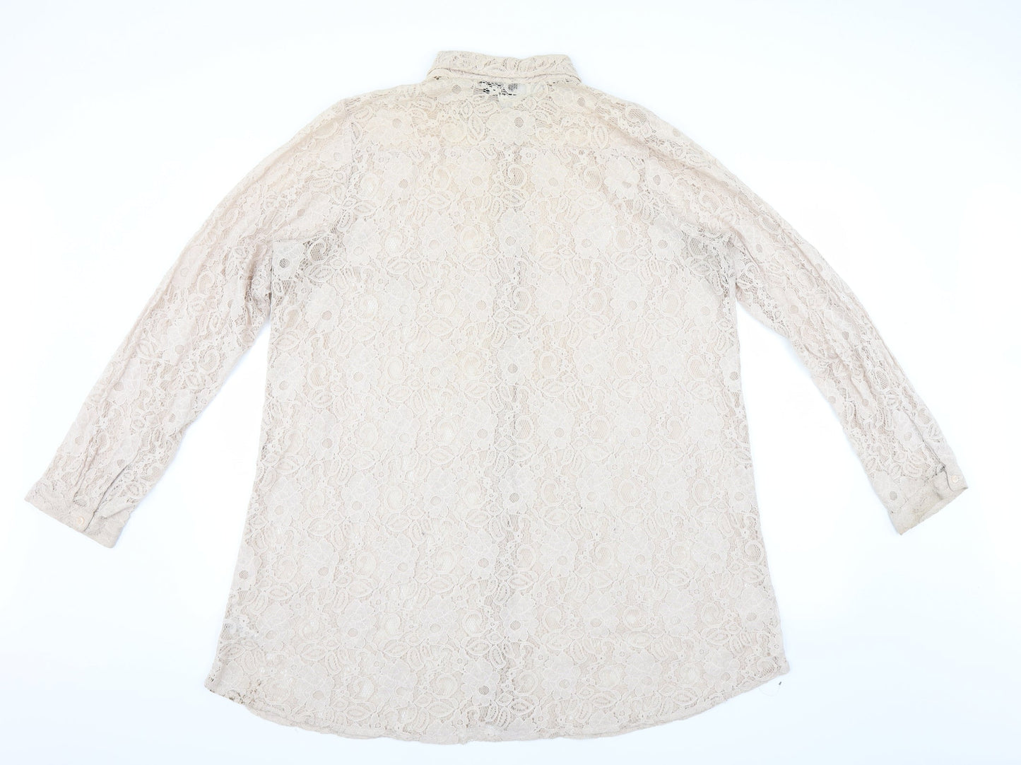 Womens UK Size 16 Topshop Beige Basic Blouse