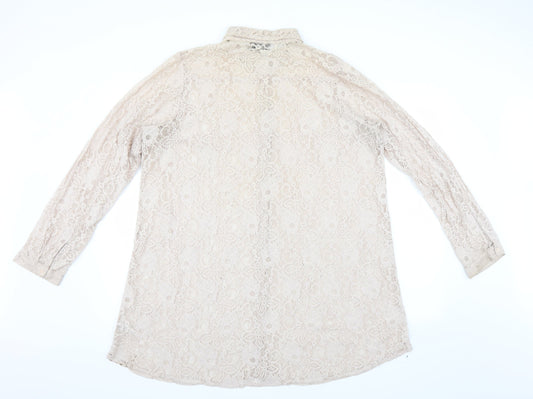 Womens UK Size 16 Topshop Beige Basic Blouse