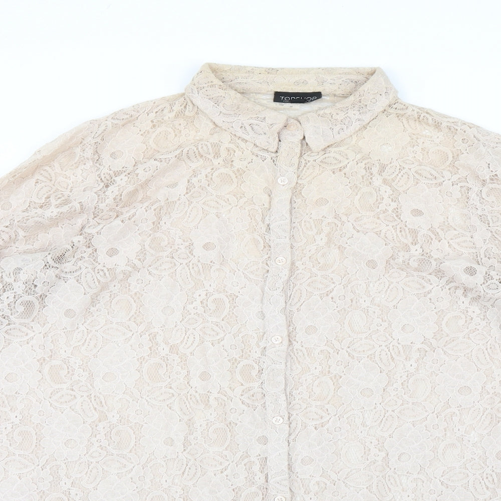 Womens UK Size 16 Topshop Beige Basic Blouse
